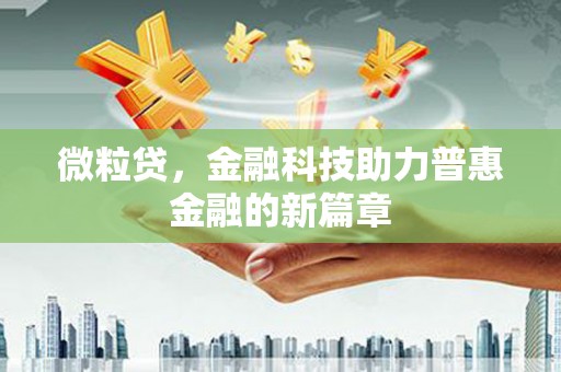 沙湾微粒贷，金融科技助力普惠金融的新篇章