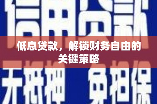 沙湾低息贷款，解锁财务自由的关键策略