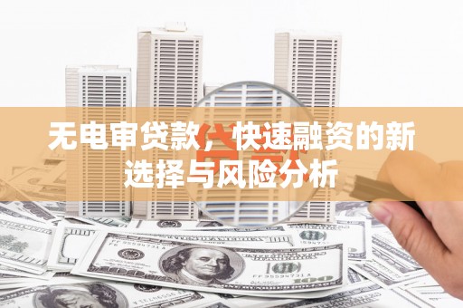 沙湾无电审贷款，快速融资的新选择与风险分析