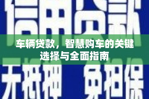沙湾车辆贷款，智慧购车的关键选择与全面指南