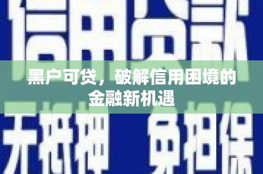 沙湾黑户可贷，破解信用困境的金融新机遇