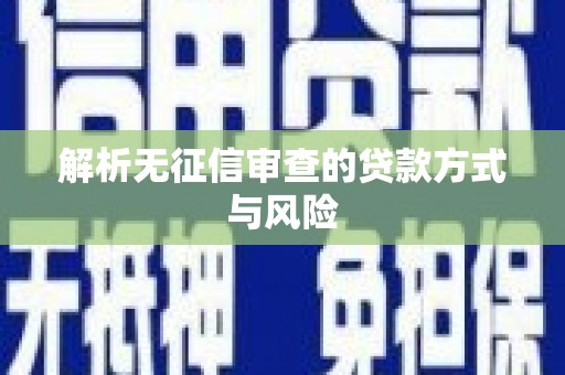 沙湾解析无征信审查的贷款方式与风险