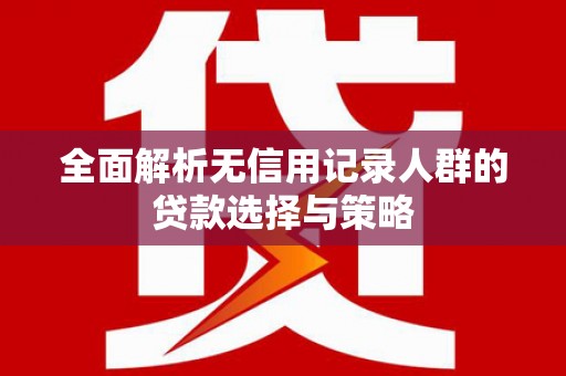 沙湾全面解析无信用记录人群的贷款选择与策略